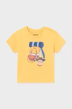Mayoral tricou din bumbac pentru bebelusi culoarea galben, cu imprimeu imagine