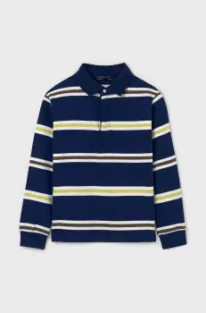 Mayoral tricou polo copii culoarea albastru marin, modelator, 7102 imagine