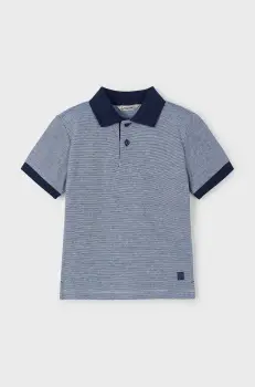 Mayoral tricou polo copii culoarea albastru marin, neted, 3105 imagine
