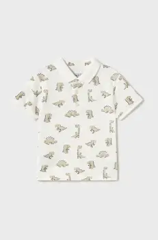 Mayoral tricou polo copii culoarea bej, modelator, 1109 imagine