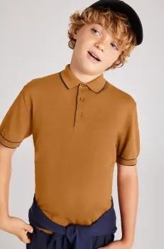 Mayoral tricou polo copii culoarea galben, neted, 6129 imagine