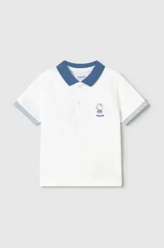 Mayoral tricouri polo din bumbac pentru bebelusi culoarea alb, cu imprimeu, 1108 imagine