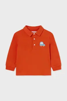Mayoral tricouri polo din bumbac pentru bebelusi culoarea portocaliu, neted, 2184 imagine