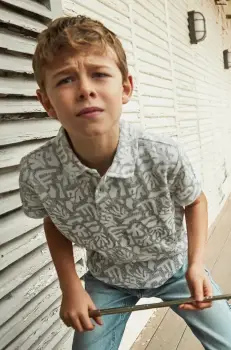 Mayoral tricouri polo din bumbac pentru copii culoarea alb, cu imprimeu, 6130 imagine