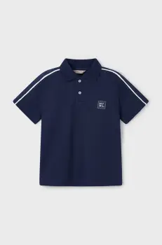 Mayoral tricouri polo din bumbac pentru copii culoarea albastru marin, neted, 3108 imagine