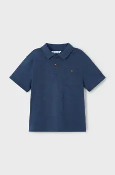 Mayoral tricouri polo din bumbac pentru copii culoarea albastru marin, neted, 3109 imagine