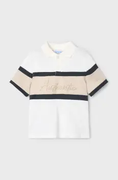 Mayoral tricouri polo din bumbac pentru copii culoarea bej, cu imprimeu, 3103 imagine