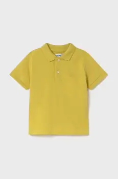 Mayoral tricouri polo din bumbac pentru copii culoarea galben, uni, 102 imagine