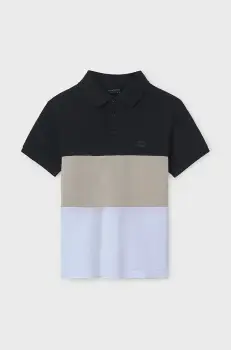 Mayoral tricouri polo din bumbac pentru copii culoarea negru, modelator, 6132 imagine