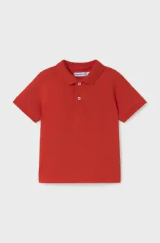 Mayoral tricouri polo din bumbac pentru copii culoarea rosu, uni, 102 imagine