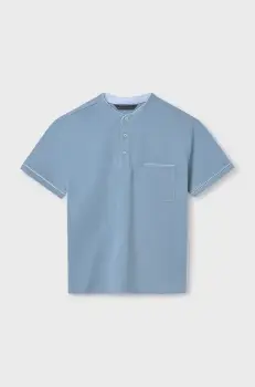 Mayoral tricouri polo din bumbac pentru copii culoarea turcoaz, neted, 6131 imagine