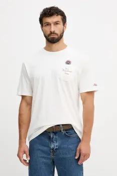 MC2 Saint Barth tricou din bumbac culoarea bej, cu imprimeu, CONR0002 imagine