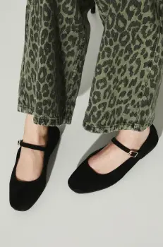 Medicine balerini din piele intoarsa culoarea negru imagine