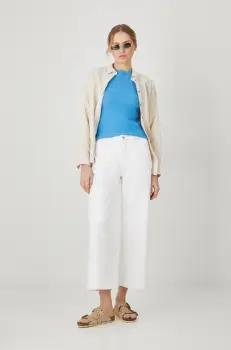 Medicine blugi din bumbac femei, culoarea alb imagine