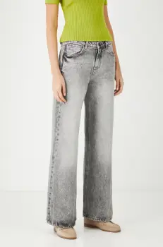 Medicine blugi din bumbac femei, culoarea gri imagine