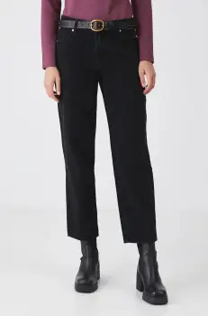 Medicine blugi din bumbac femei, culoarea negru imagine