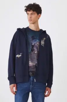 Medicine bluza barbati, culoarea albastru marin, cu gluga, cu imprimeu imagine