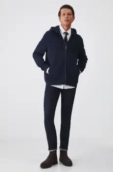 Medicine bluza barbati, culoarea albastru marin, cu gluga, neted imagine