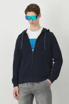 Medicine bluza barbati, culoarea albastru marin, cu gluga, neted imagine