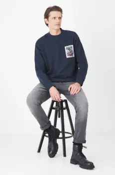 Medicine bluza barbati, culoarea albastru marin, cu imprimeu imagine