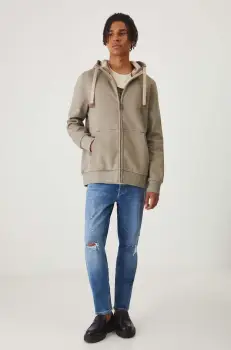 Medicine bluza barbati, culoarea bej, cu gluga imagine