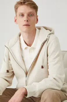 Medicine bluza barbati, culoarea bej, cu gluga, melanj imagine