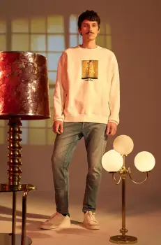 Medicine bluza barbati, culoarea bej, cu imprimeu imagine