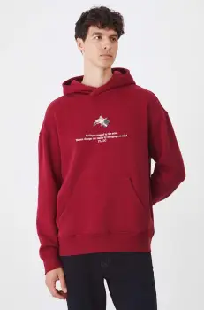 Medicine bluza barbati, culoarea bordo, cu gluga, cu imprimeu imagine