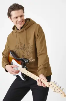 Medicine bluza barbati, culoarea maro, cu gluga, cu imprimeu imagine