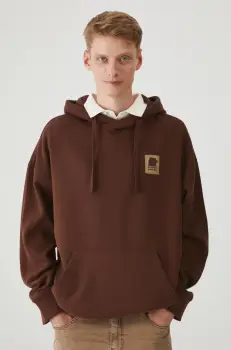 Medicine bluza barbati, culoarea maro, cu gluga, cu imprimeu imagine