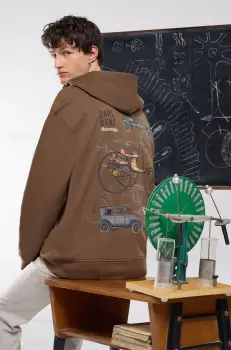 Medicine bluza barbati, culoarea maro, cu gluga, cu imprimeu imagine