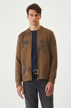 Medicine bluza barbati, culoarea maro, cu imprimeu imagine