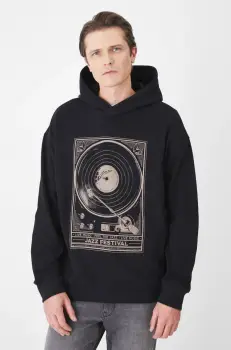 Medicine bluza barbati, culoarea negru, cu gluga, cu imprimeu imagine