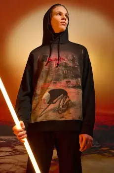 Medicine bluza barbati, culoarea negru, cu gluga, cu imprimeu imagine