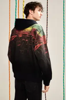 Medicine bluza barbati, culoarea negru, cu gluga, modelator imagine