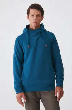 Medicine bluza barbati, culoarea turcoaz, cu gluga, neted imagine