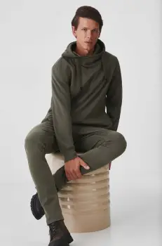 Medicine bluza barbati, culoarea verde, cu gluga, neted imagine