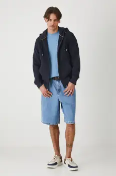 Medicine bluza culoarea albastru marin, cu gluga, modelator imagine