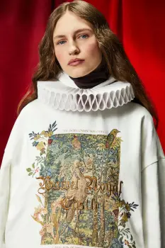 Medicine bluza culoarea bej, cu gluga, cu imprimeu imagine