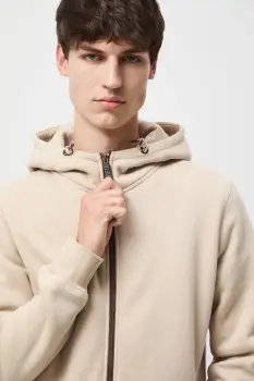 Medicine bluza culoarea bej, cu gluga, neted imagine