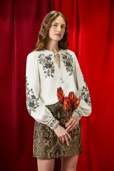 Medicine bluza culoarea bej, cu imprimeu imagine