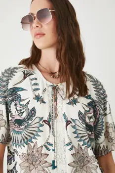 Medicine bluza culoarea bej, cu imprimeu imagine