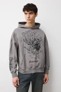 Medicine bluza culoarea gri, cu gluga, cu imprimeu imagine