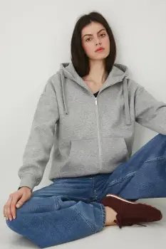 Medicine bluza culoarea gri, cu gluga, melanj imagine