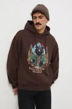 Medicine bluza culoarea maro, cu gluga, cu imprimeu imagine