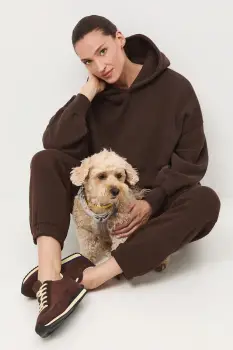 Medicine bluza culoarea maro, cu gluga, uni imagine