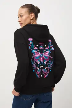 Medicine bluza culoarea negru, cu gluga, cu imprimeu imagine