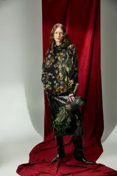 Medicine bluza culoarea negru, cu gluga, modelator imagine