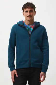 Medicine bluza culoarea turcoaz, cu gluga, neted imagine