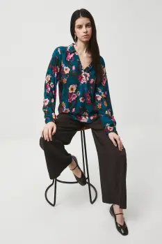 Medicine bluza culoarea turcoaz, cu imprimeu imagine